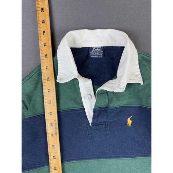 Rare Vintage Y2K Polo Ralph Lauren Rugby Blue Green Stripes Streetwear Hype Kids - Picture 12 of 12